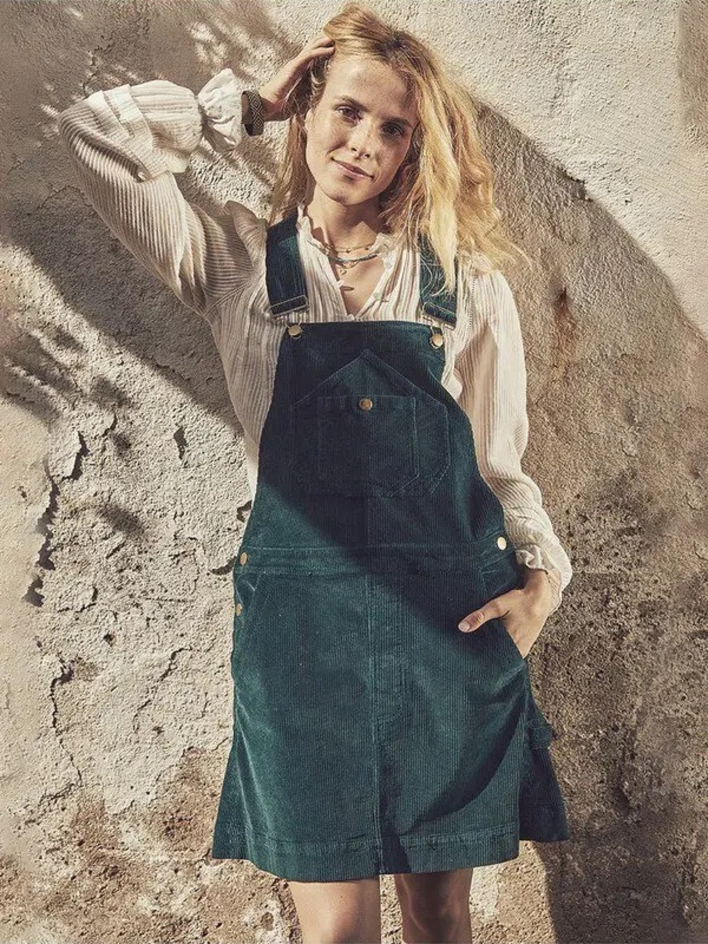 (NWT) Faherty dark green / emerald Corduroy Overall Dress - S